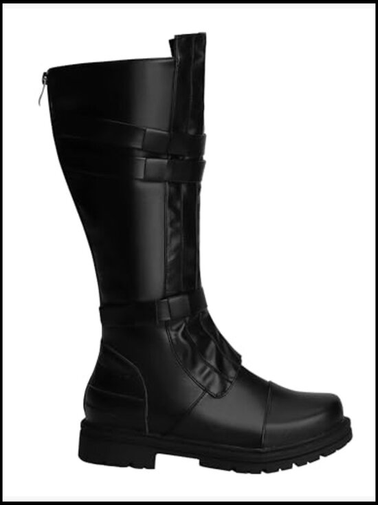 Tall Pirate Knight Boots Faux Leather Lace Up Zipper Low Heel Cosplay Costume main image 2